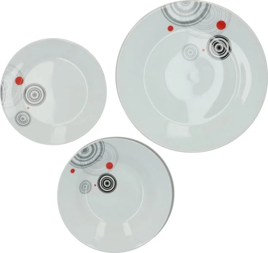 Secret de Gourmet Serviesset Cirkels - 6 persoons Servies Porselein 18-delig