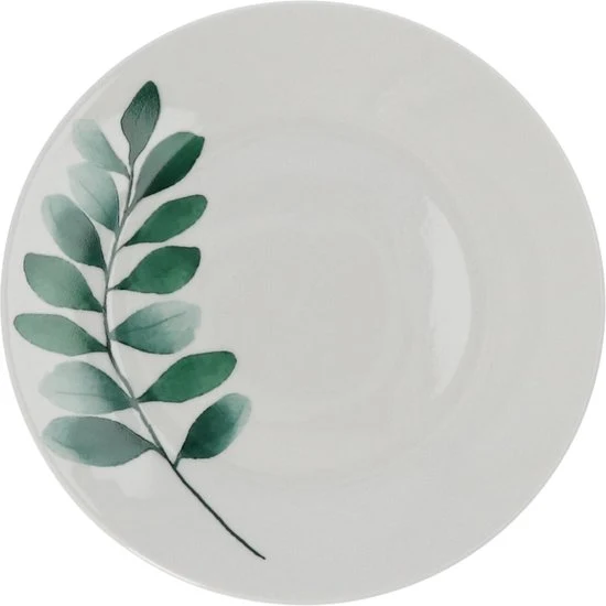Servies Porselein 6 persoons set 18 delig Vegetal - Wit-Groen