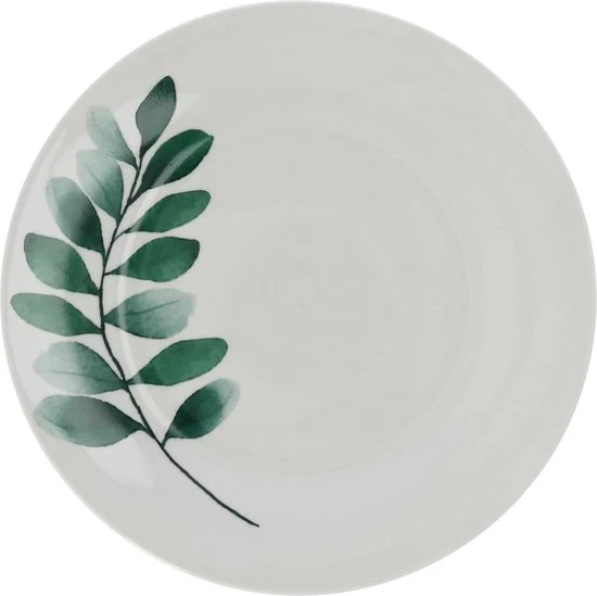 Servies Porselein 6 persoons set 18 delig Vegetal - Wit-Groen
