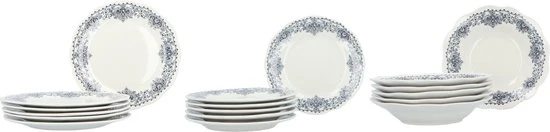 Serviesset Cottage 6 persoons - Klassiek Servies Porselein 18-delig