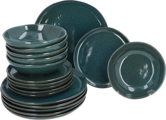 Serviesset Jade Groen - 6 persoons 18-delig - Reactive Glazing Aardewerk