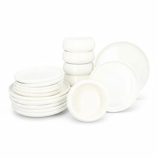 Serviesset Nora 18 delig - 6 persoons porselein servies - Wit