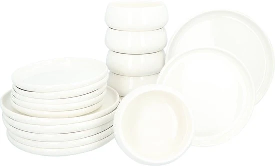 Serviesset Nora 18 delig - 6 persoons porselein servies - Wit