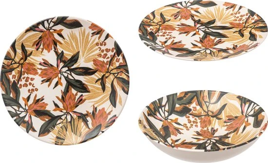 Serviesset Tropical Boudoir 6-persoons - Aardewerk servies 18 delig