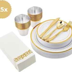 Serviesset voor 25 Personen - Servies Set - Bruiloften en Verjaardagen - Feestservies