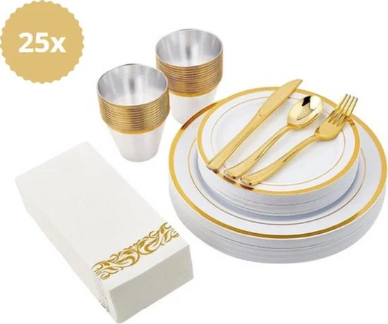 Serviesset voor 25 Personen - Servies Set - Bruiloften en Verjaardagen - Feestservies