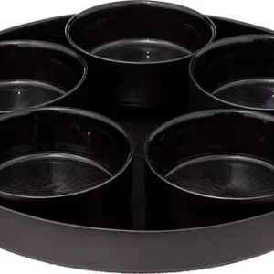 Tapas-set Astra - Glazen Serveerschaal 6-delig - 34x5 cm - Zwart