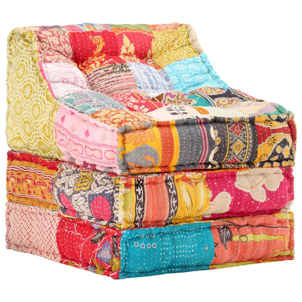 Ademend materiaal Poef modulair stof patchwork