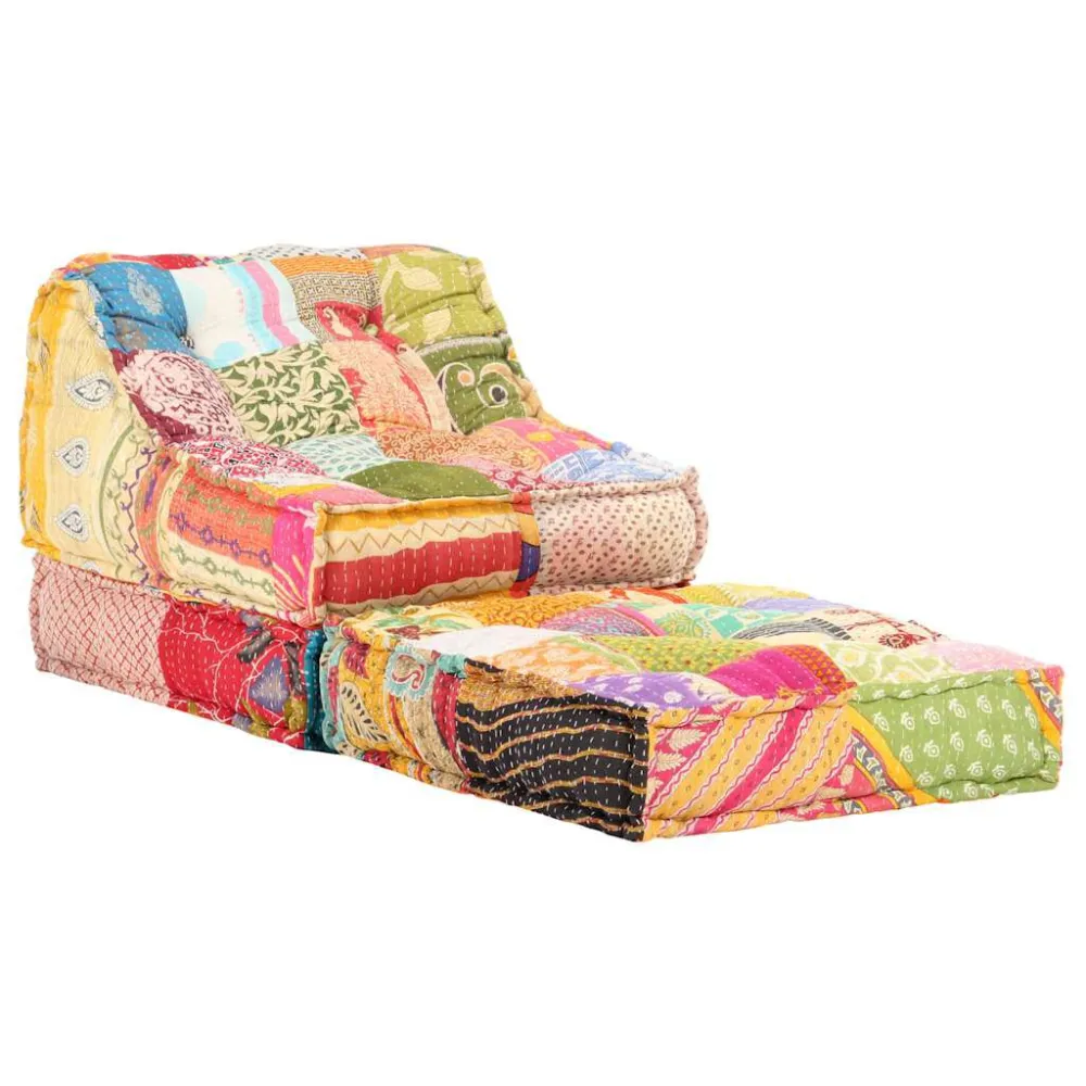 Ademend materiaal Poef modulair stof patchwork
