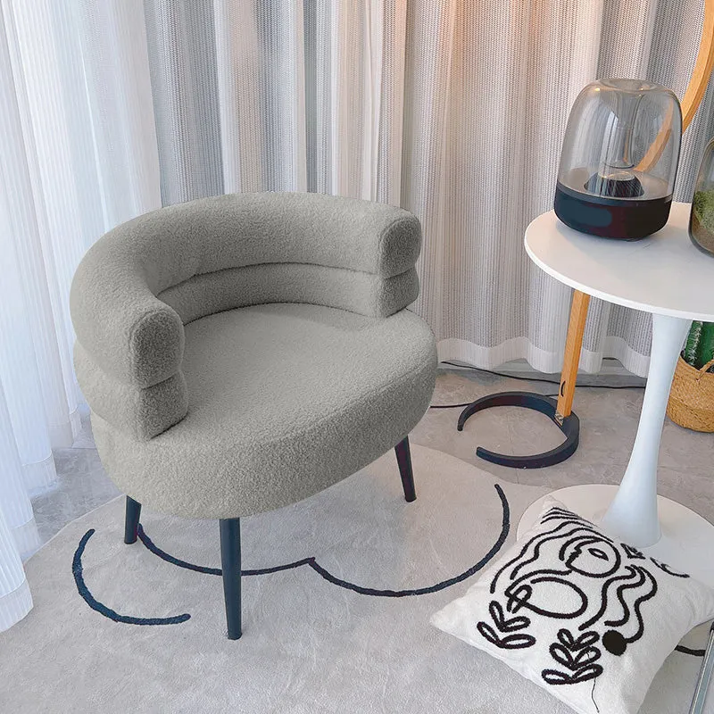 Ademend materiaal Sewn Pillow Back Chair Massief Color Upholstered Recessed Arms Chair Pink