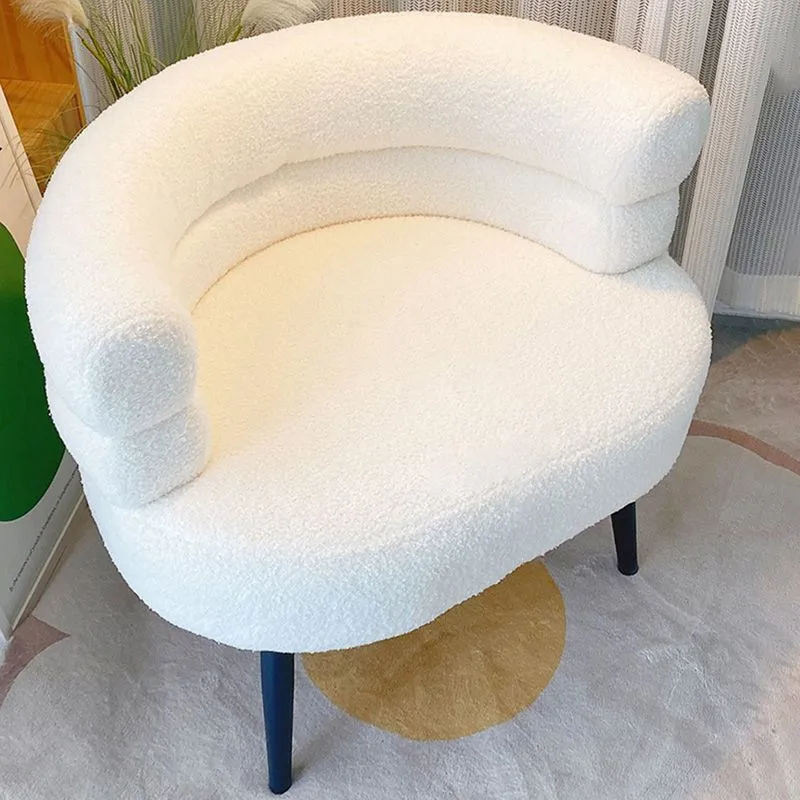 Ademend materiaal Sewn Pillow Back Chair Massief Color Upholstered Recessed Arms Chair Pink