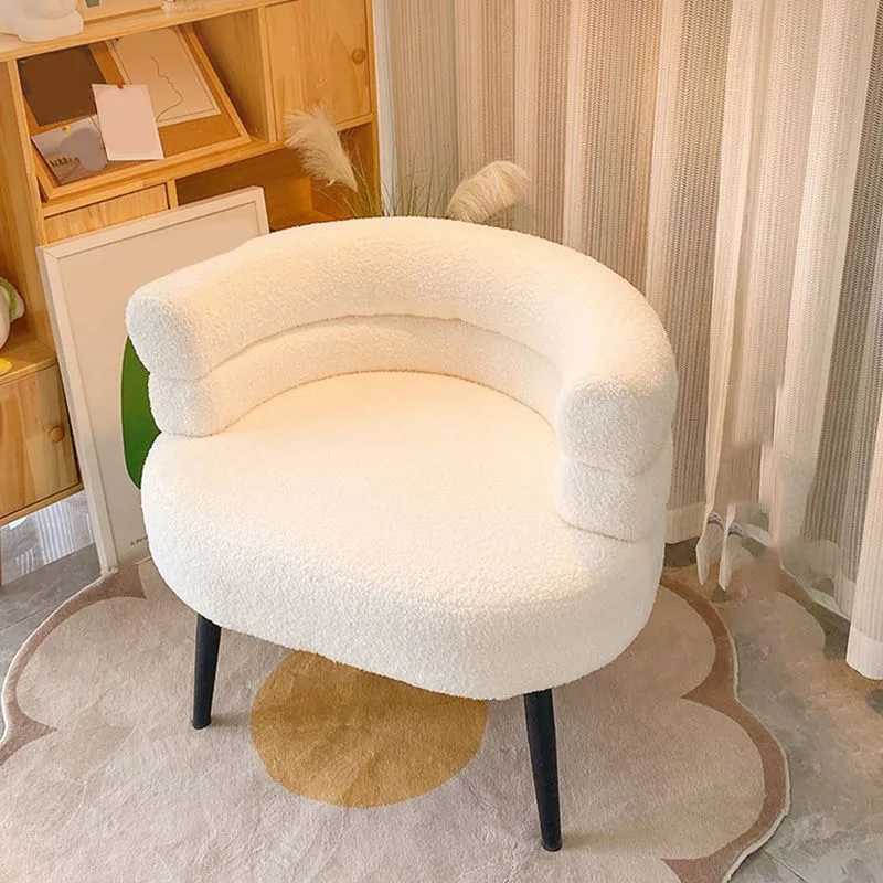 Ademend materiaal Sewn Pillow Back Chair Massief Color Upholstered Recessed Arms Chair Pink