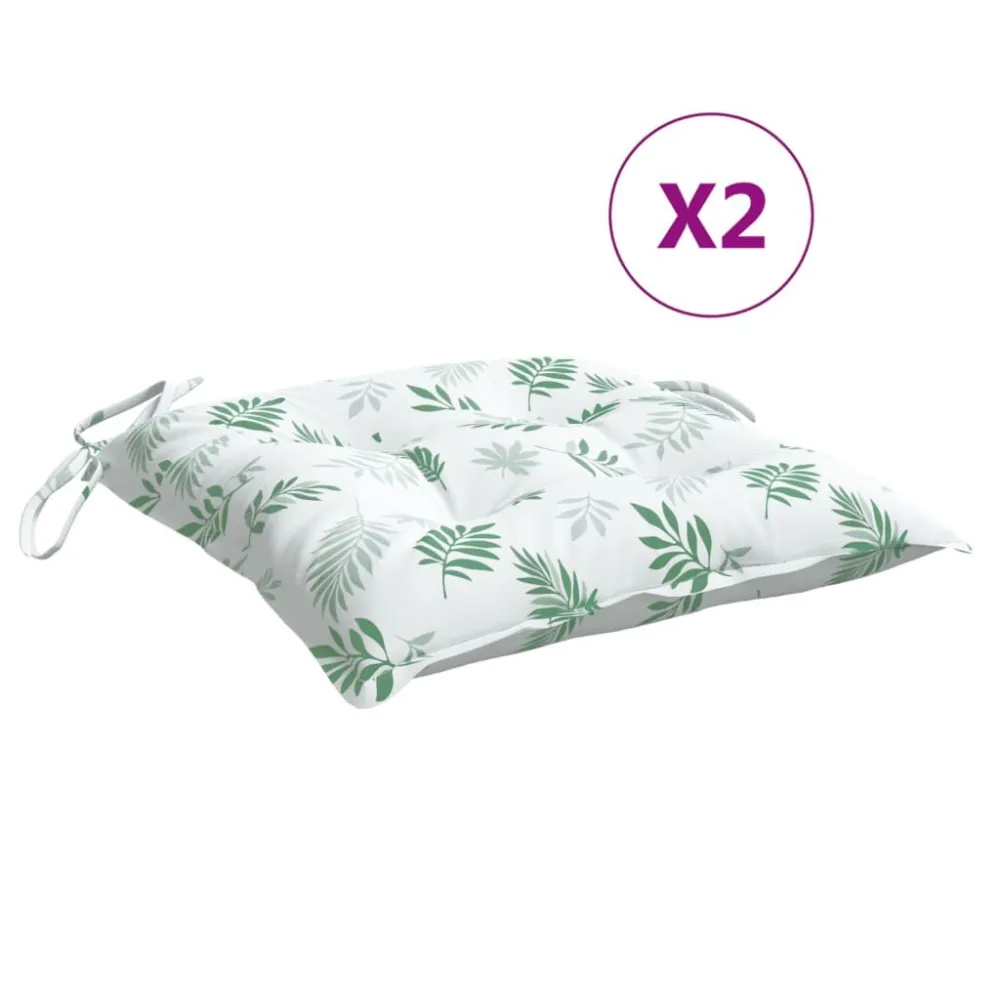 All-season Stoelkussens 2 st 50x50x7 cm stof bladpatroon