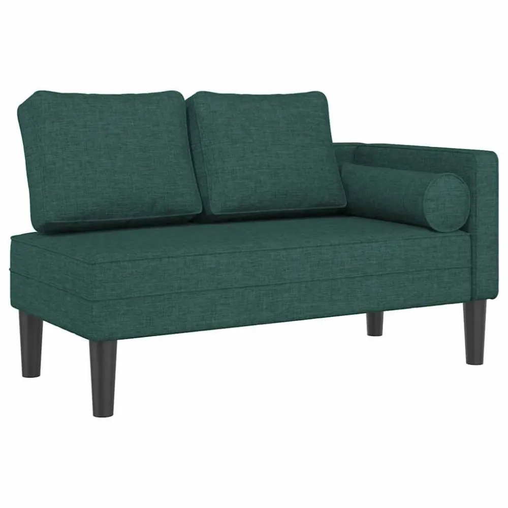 Chaise longue met kussens stof donkergroen Eenvoudig aan te brengen