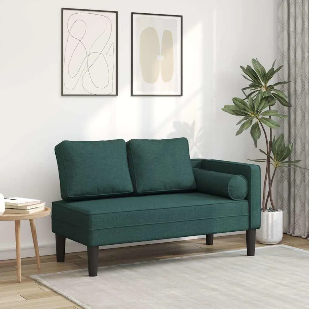 Chaise longue met kussens stof donkergroen Eenvoudig aan te brengen