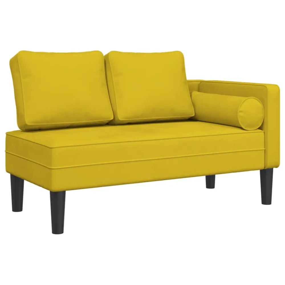 Eetkamerstoel Chaise longue met kussens fluweel geel