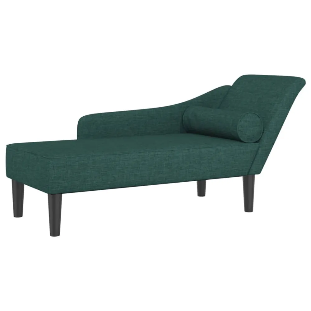 Eetkamerstoel Chaise longue met kussens stof donkergroen