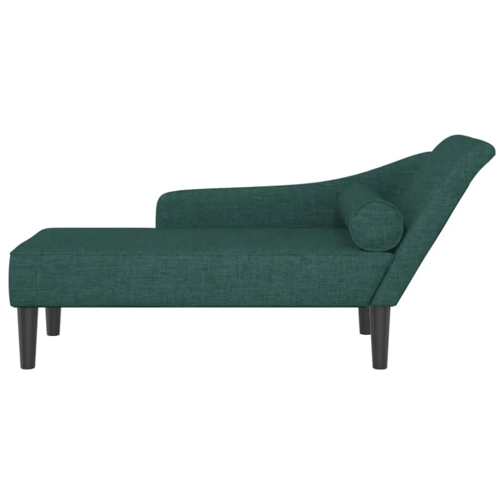 Eetkamerstoel Chaise longue met kussens stof donkergroen