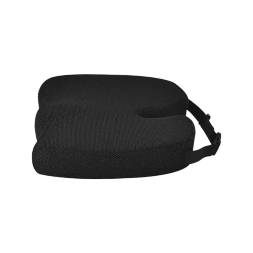 Ergonomisch Zitkussen met Band – Stuitkussen & Wigkussen – Zitverhoger voor Auto & Stoel – Autokussen – 45cm – Zwart