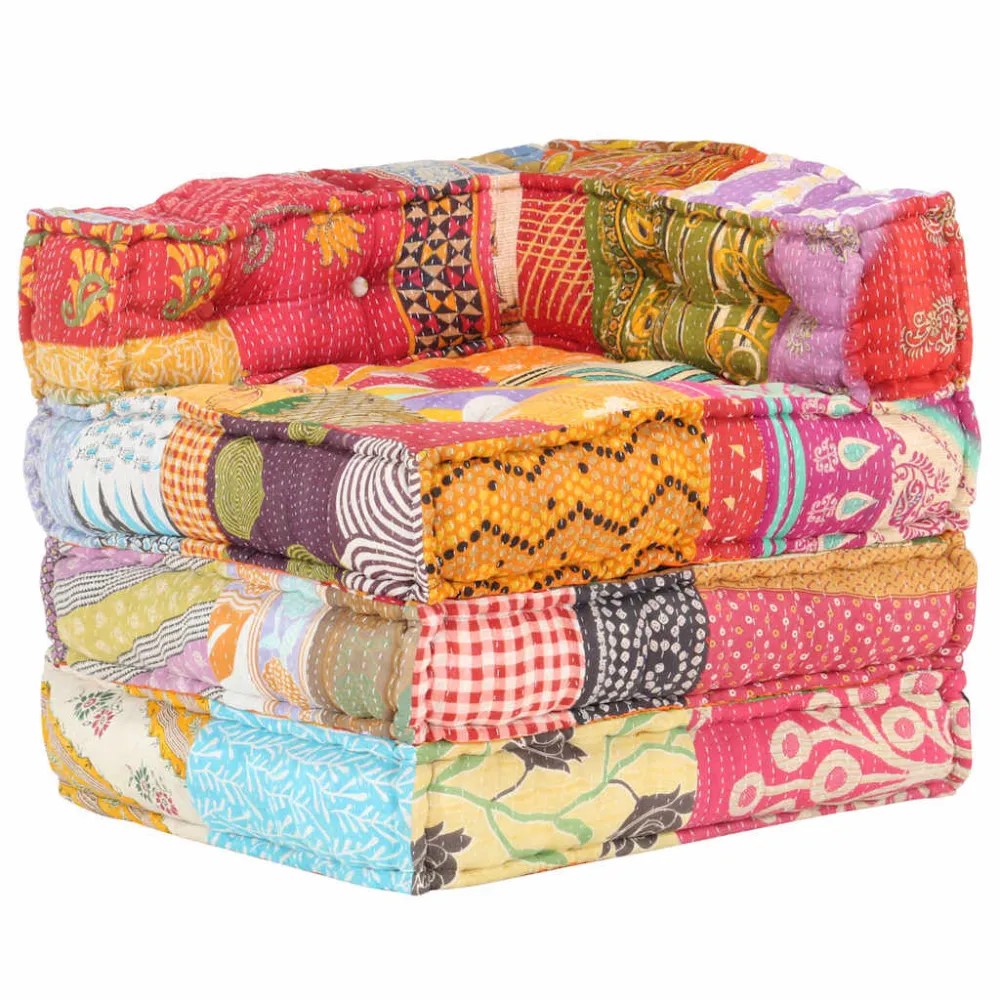 Poef modulair stof patchwork Gemaakt van jersey katoenmix