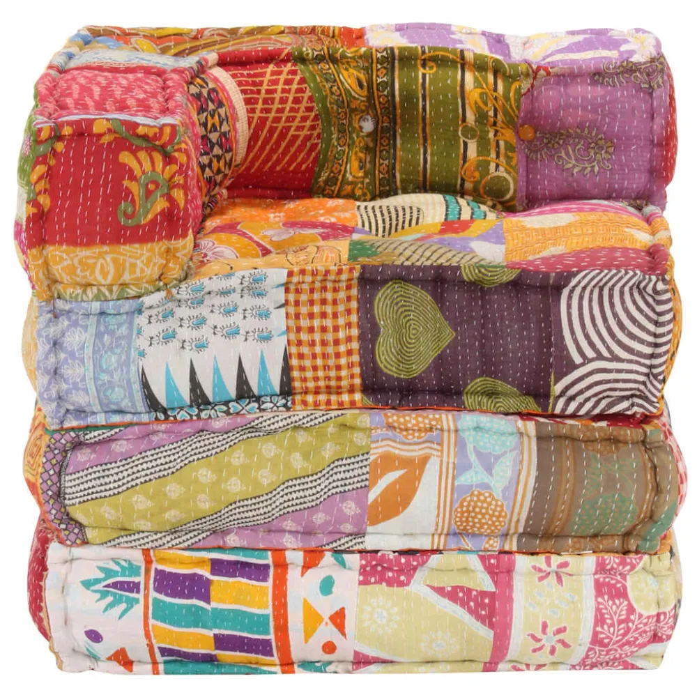 Poef modulair stof patchwork Gemaakt van jersey katoenmix