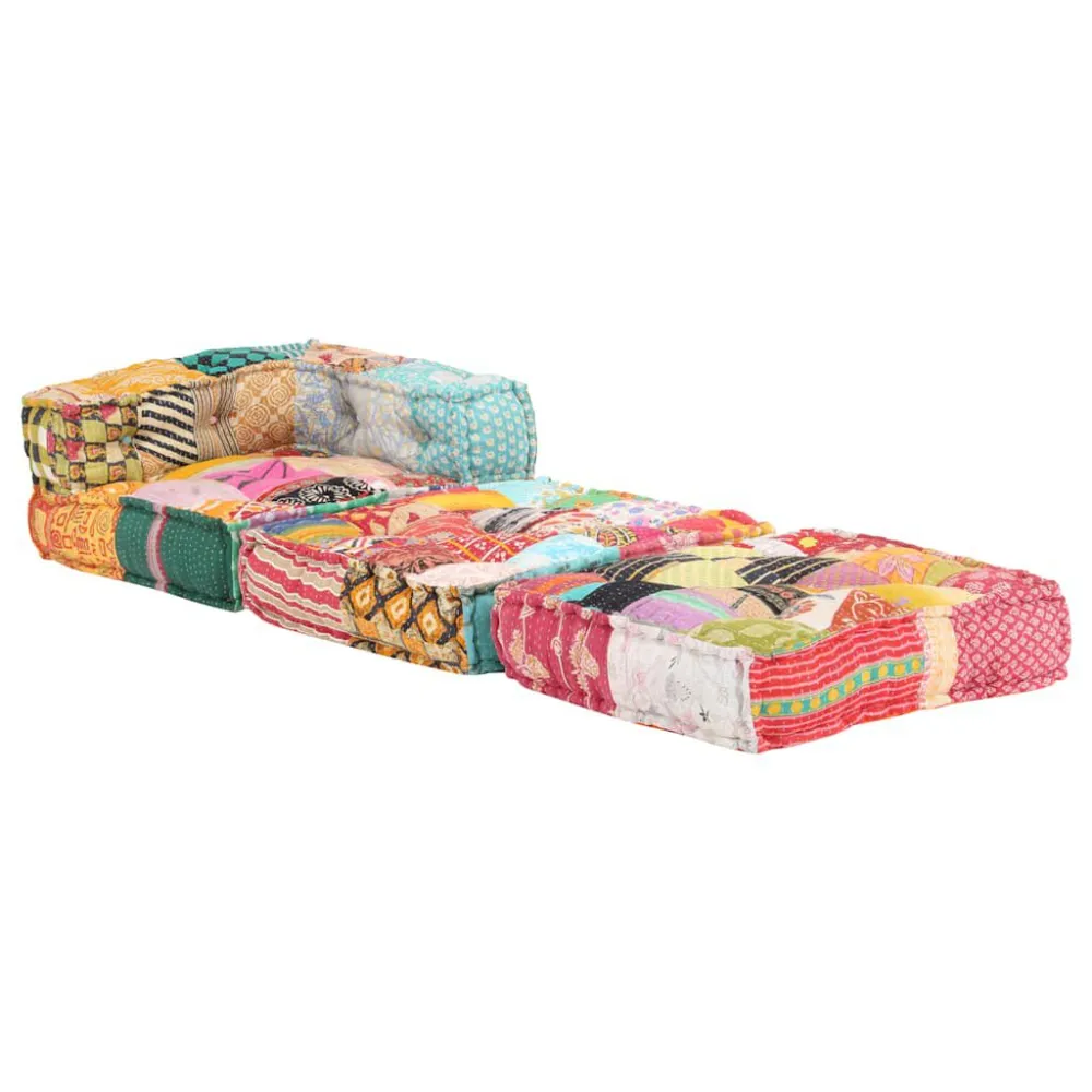 Poef modulair stof patchwork Gemaakt van jersey katoenmix