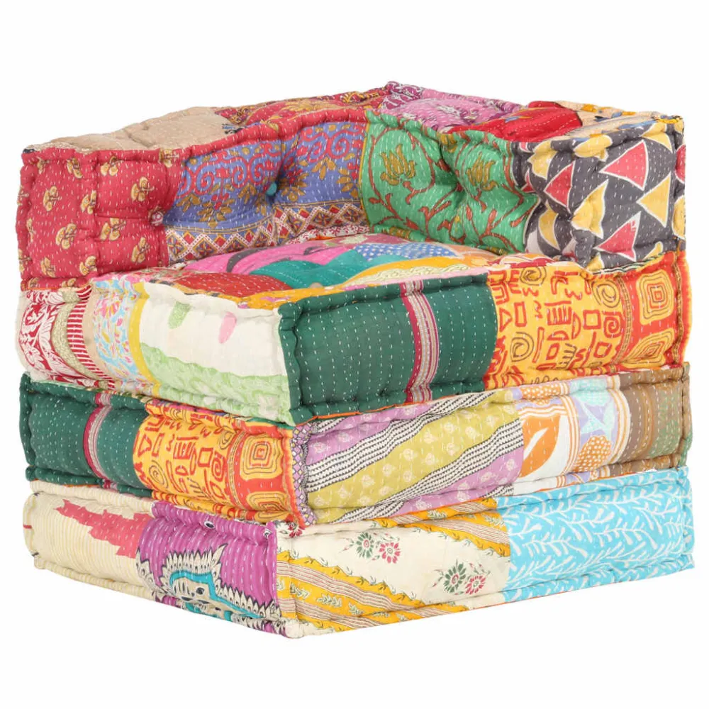 Poef modulair stof patchwork Gemaakt van jersey katoenmix