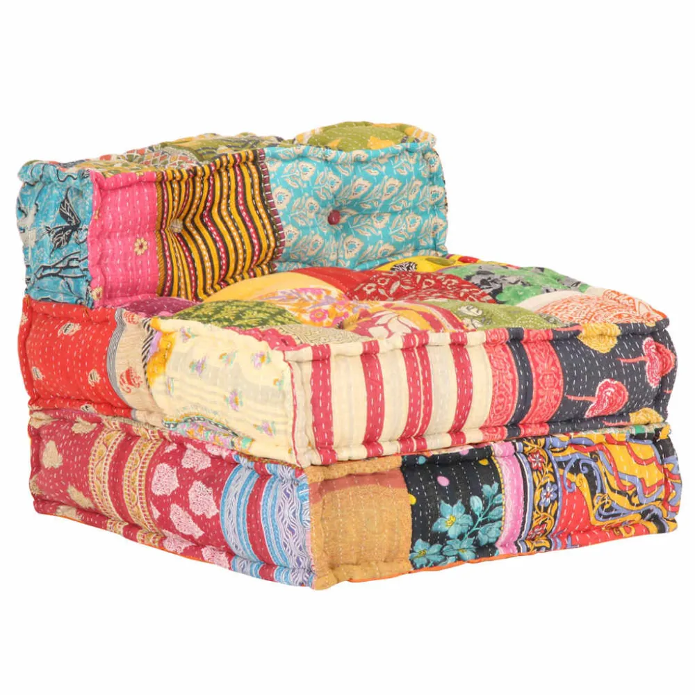 Poef modulair stof patchwork Machine wasbaar op 30°C