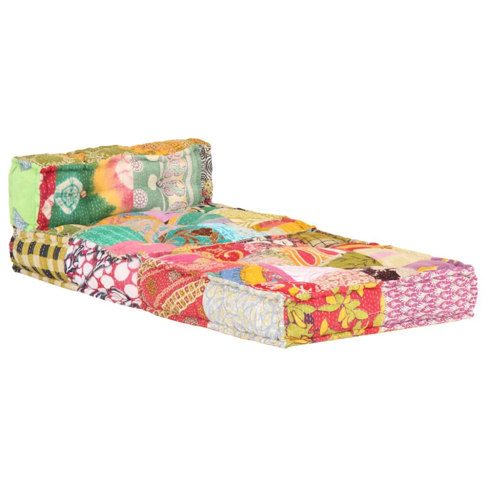 Poef modulair stof patchwork Machine wasbaar op 30°C