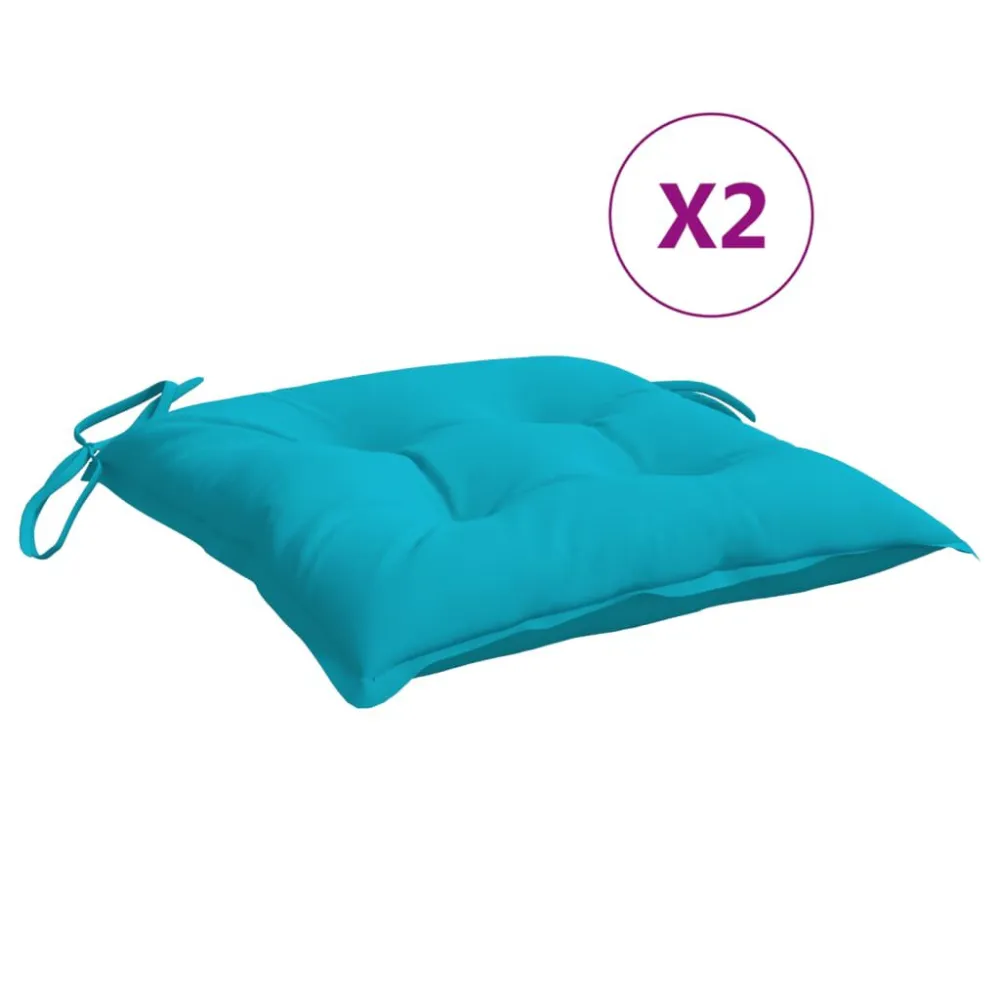 Premium Kwaliteit Stoelkussens 2 st 50x50x7 cm stof azuurblauw