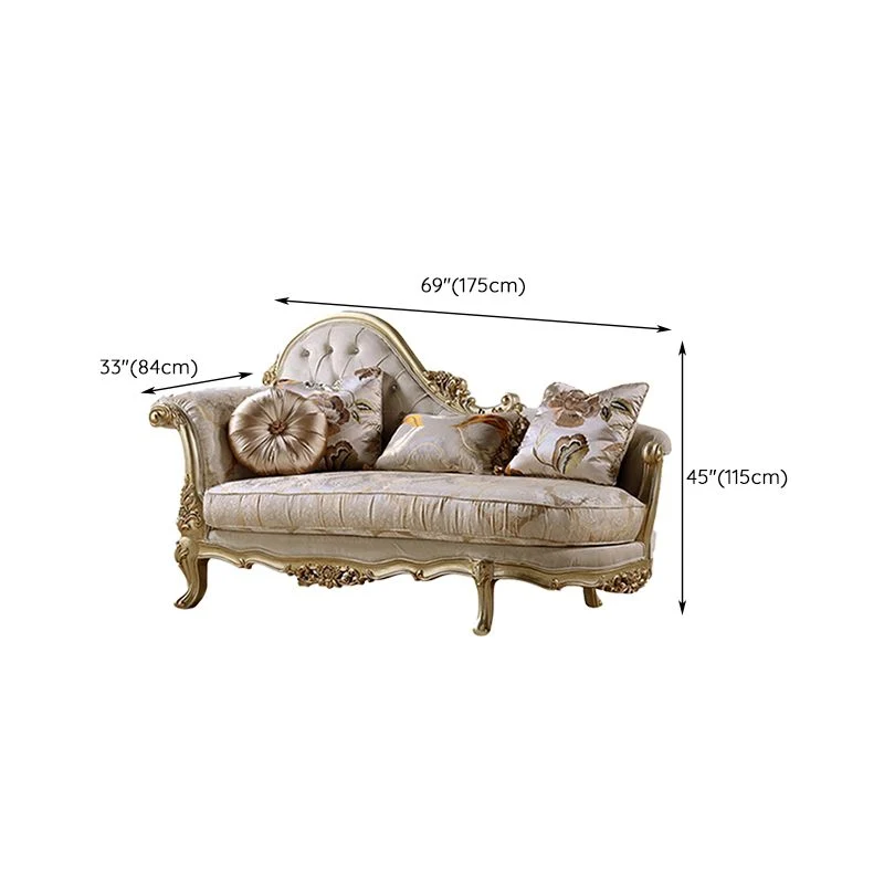Ronde vorm Glam Upholstered Chaise Lounge Couch Wood Chaise Lounge Chair