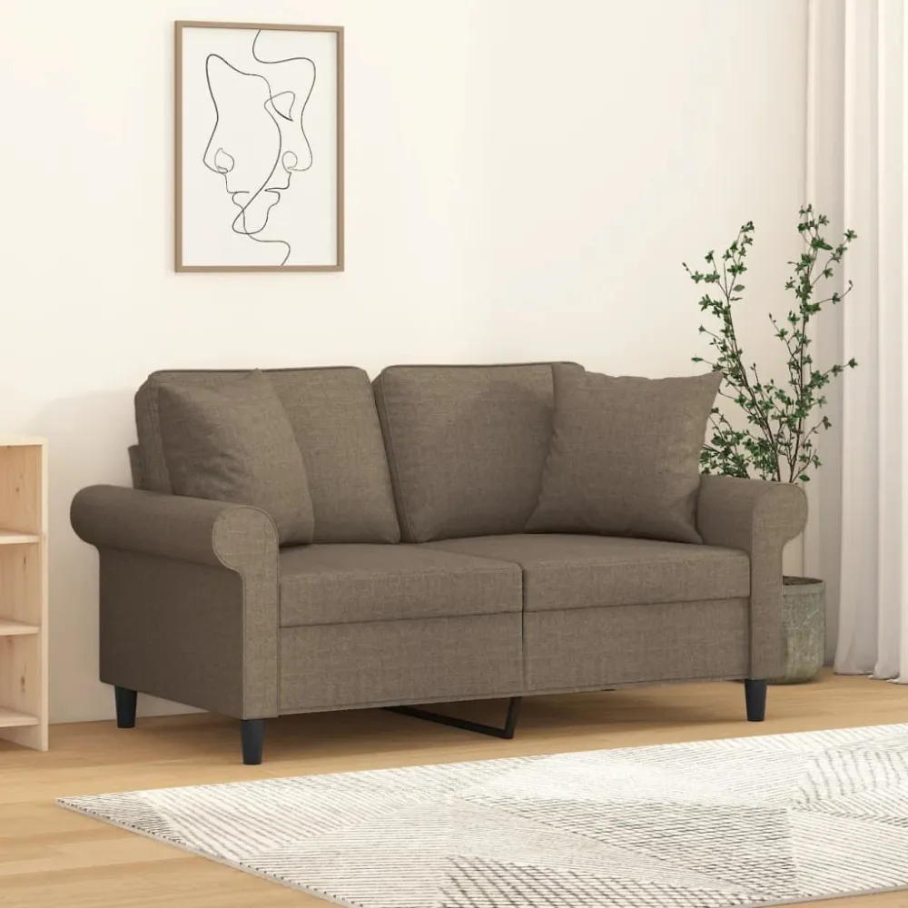 Ronde vorm Sierkussens 2 st 40x40 cm stof taupe