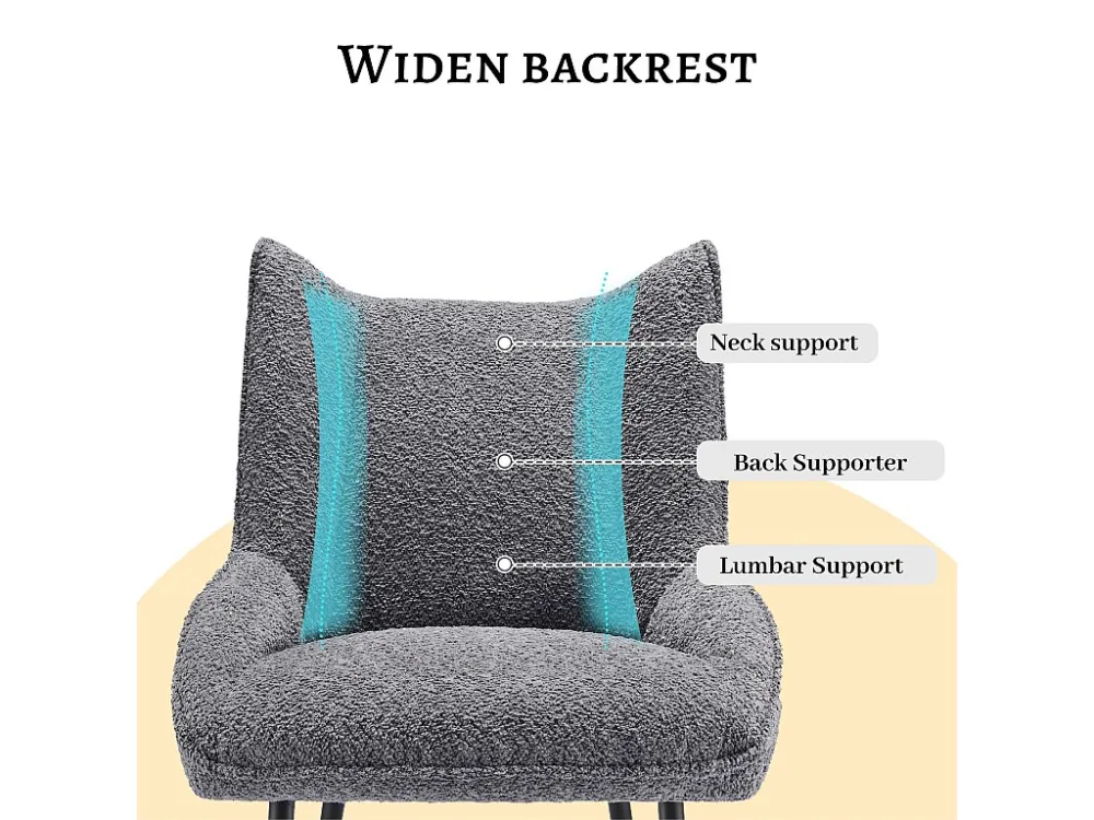 Set van 6 stoelen met dicht zitkussen - nette pluche stof - Grijs