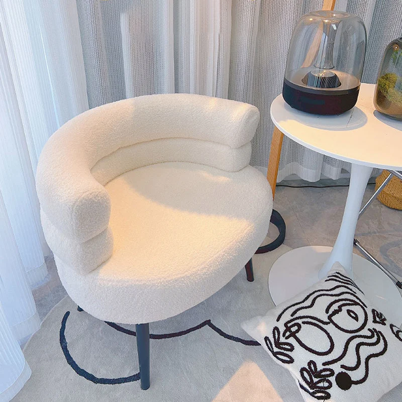 Sewn Pillow Back Chair Massief Color Upholstered Recessed Arms Chair Pink