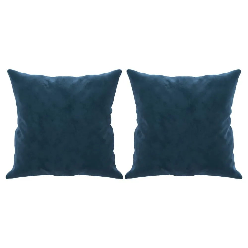 Sierkussens 2 st 40x40 cm fluweel blauw Machine wasbaar op 30°C