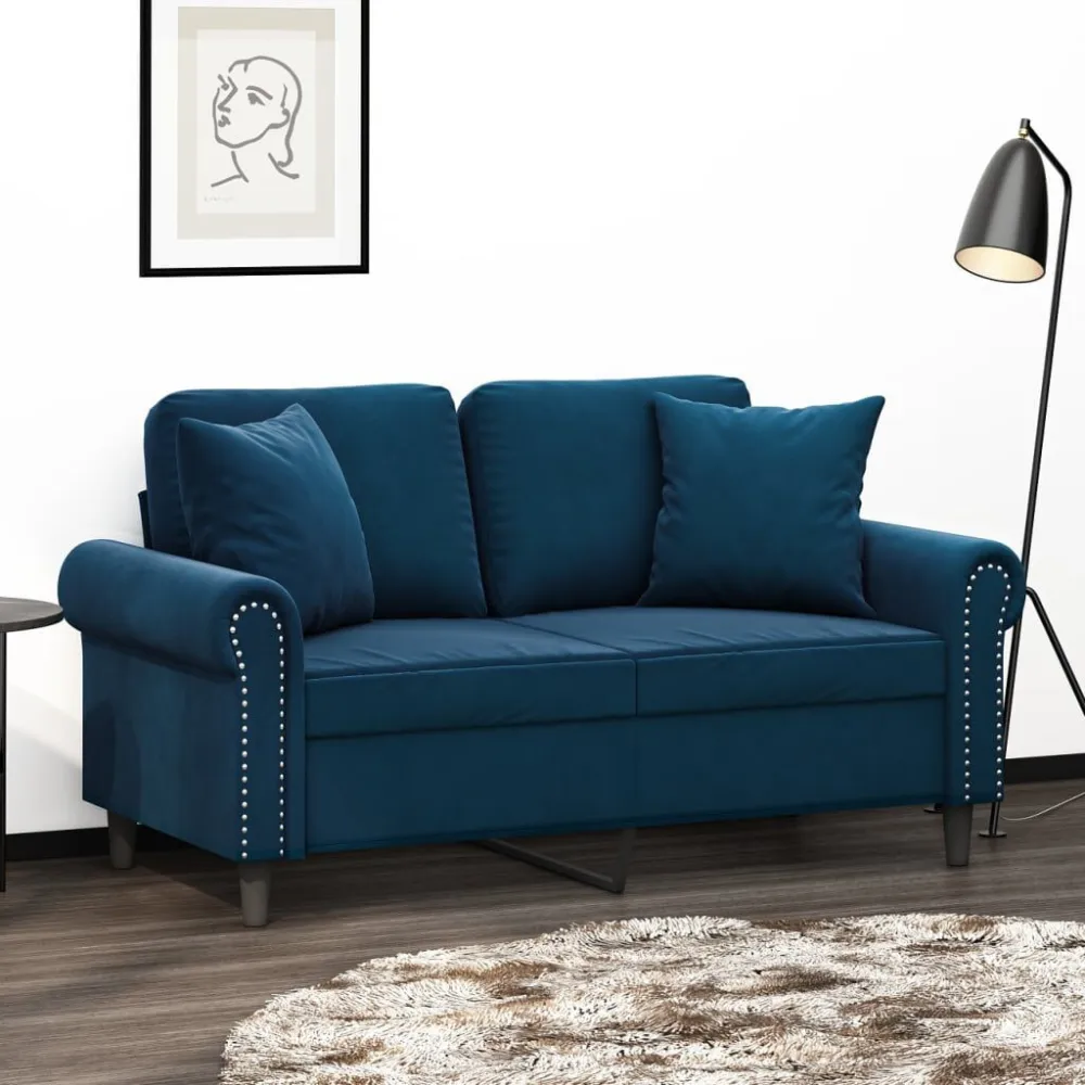 Sierkussens 2 st 40x40 cm fluweel blauw Machine wasbaar op 30°C