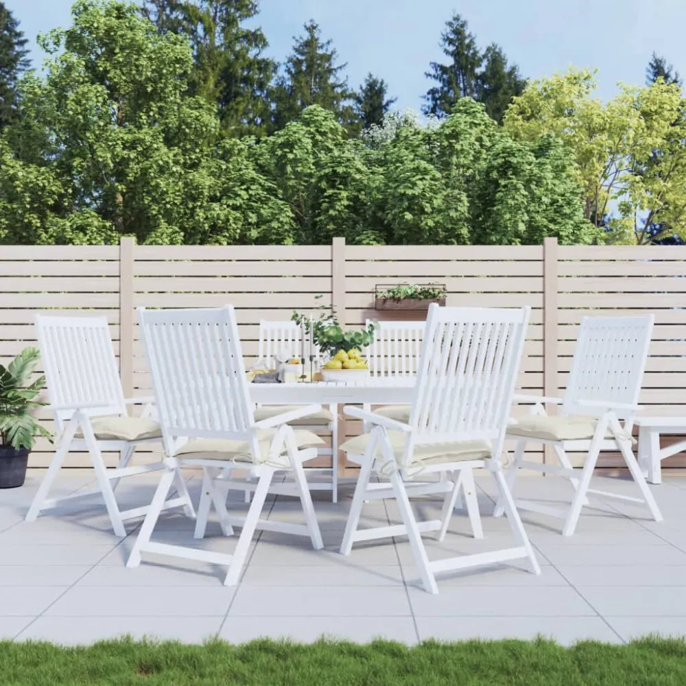 Stoelkussens 6 st 40x40x7 cm stof crèmewit voor fauteuils en banken