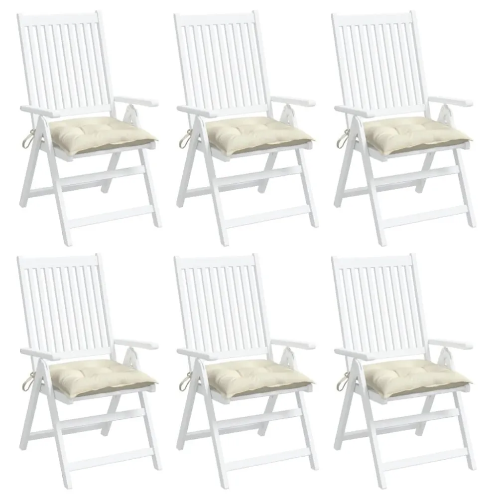 Stoelkussens 6 st 40x40x7 cm stof crèmewit voor fauteuils en banken