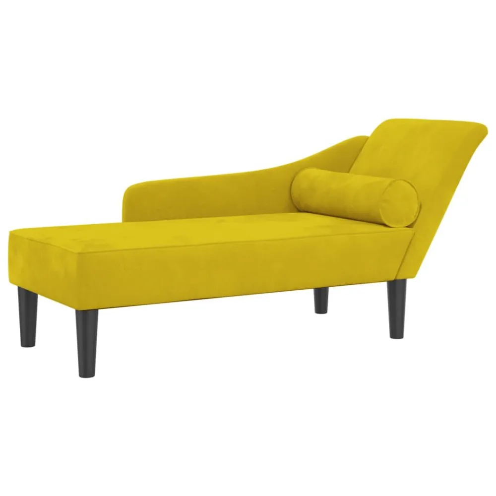 Stretch stof Chaise longue met kussens fluweel geel