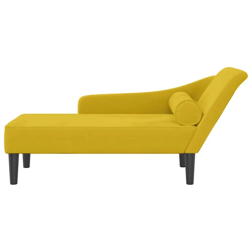Stretch stof Chaise longue met kussens fluweel geel