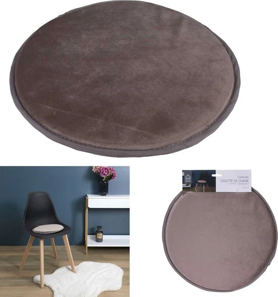 6 stuks Anti-Slip Stoelkussens Eetkamer Fluweel tbv Kuipstoel 34 cm - Taupe