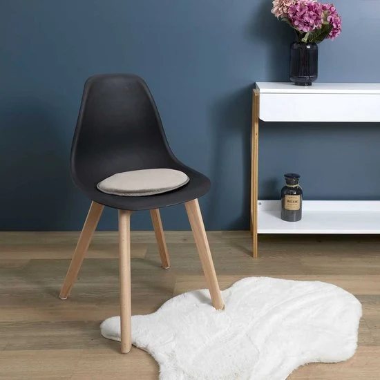 6 stuks Anti-Slip Stoelkussens Eetkamer Fluweel tbv Kuipstoel 34 cm - Taupe