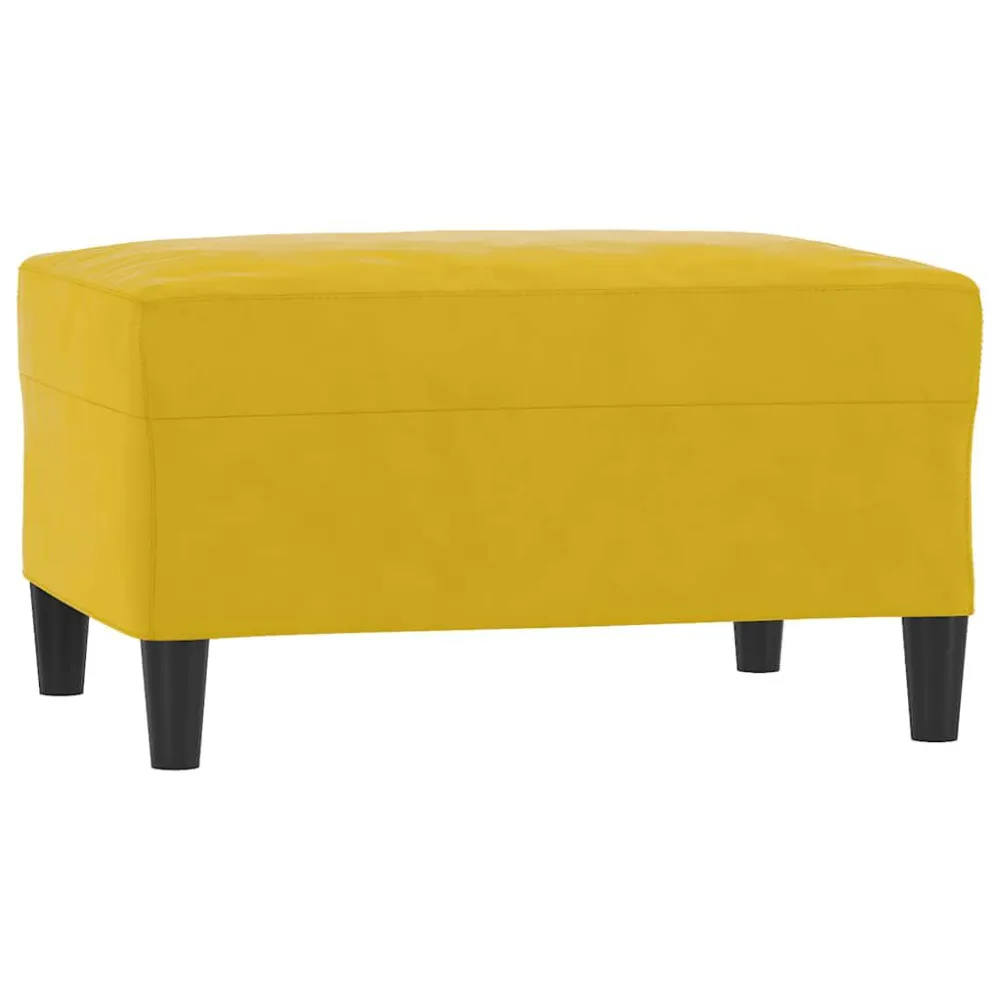 Voetenbank 70x55x41 cm fluweel geel met elastische band en linten