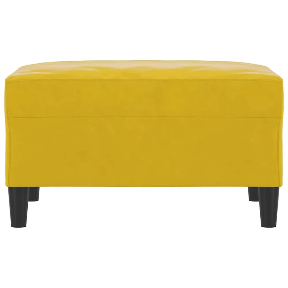 Voetenbank 70x55x41 cm fluweel geel met elastische band en linten