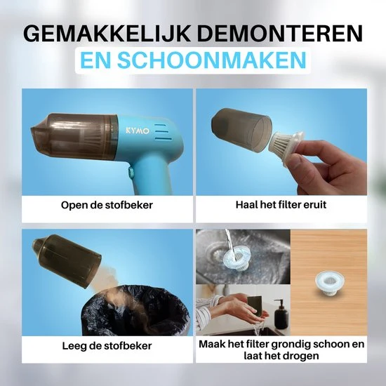 Kymo Kruimeldief - Krachtige Handstofzuiger draadloos - Kruimelzuiger - Kruimeldief snoerloos - Thuis dierenhaar auto - Si...