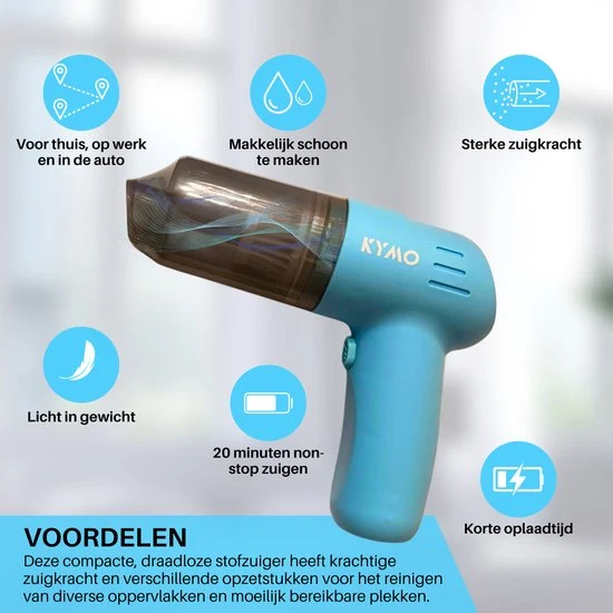 Kymo Kruimeldief - Krachtige Handstofzuiger draadloos - Kruimelzuiger - Kruimeldief snoerloos - Thuis dierenhaar auto - Si...