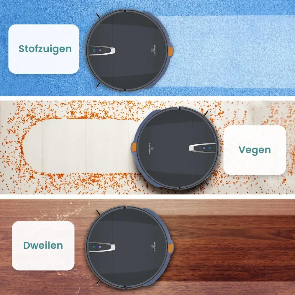 Samako Dweil-robotstofzuiger TurboFlow - Robotstofzuiger Met Dweilfunctie - Dweilrobot met laadstation- Robot Stofzuiger -...