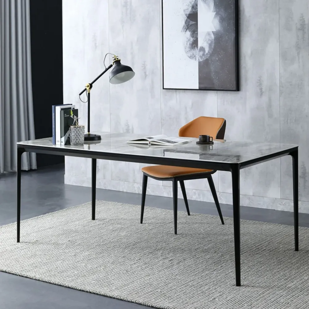 Actueel Style Sintered Stone Dining Table Gray Rectangle Table 4 Legs 55
