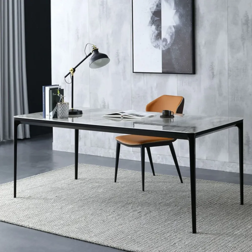 Actueel Style Sintered Stone Dining Table Gray Rectangle Table 4 Legs 55