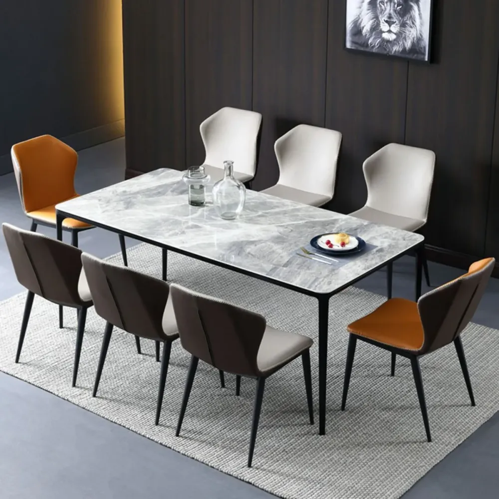 Actueel Style Sintered Stone Dining Table Gray Rectangle Table 4 Legs 55